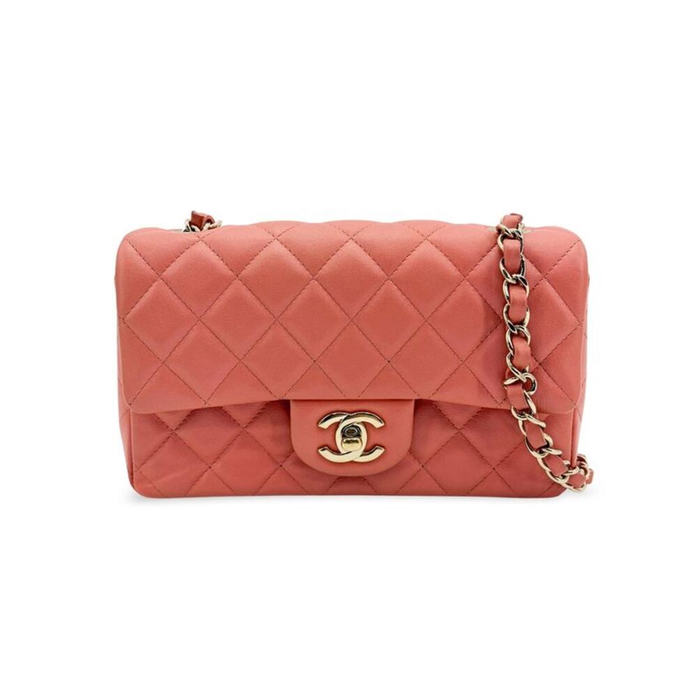 Chanel Classic Flap Bag Medium Gold Hardware Coral Pink